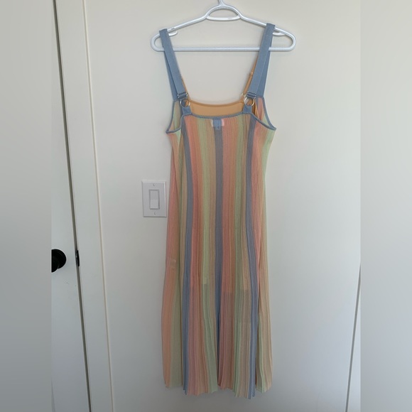 Revolve song of style carousel midi dress tencel lined size small pastel stripes - Picture 3 of 9
